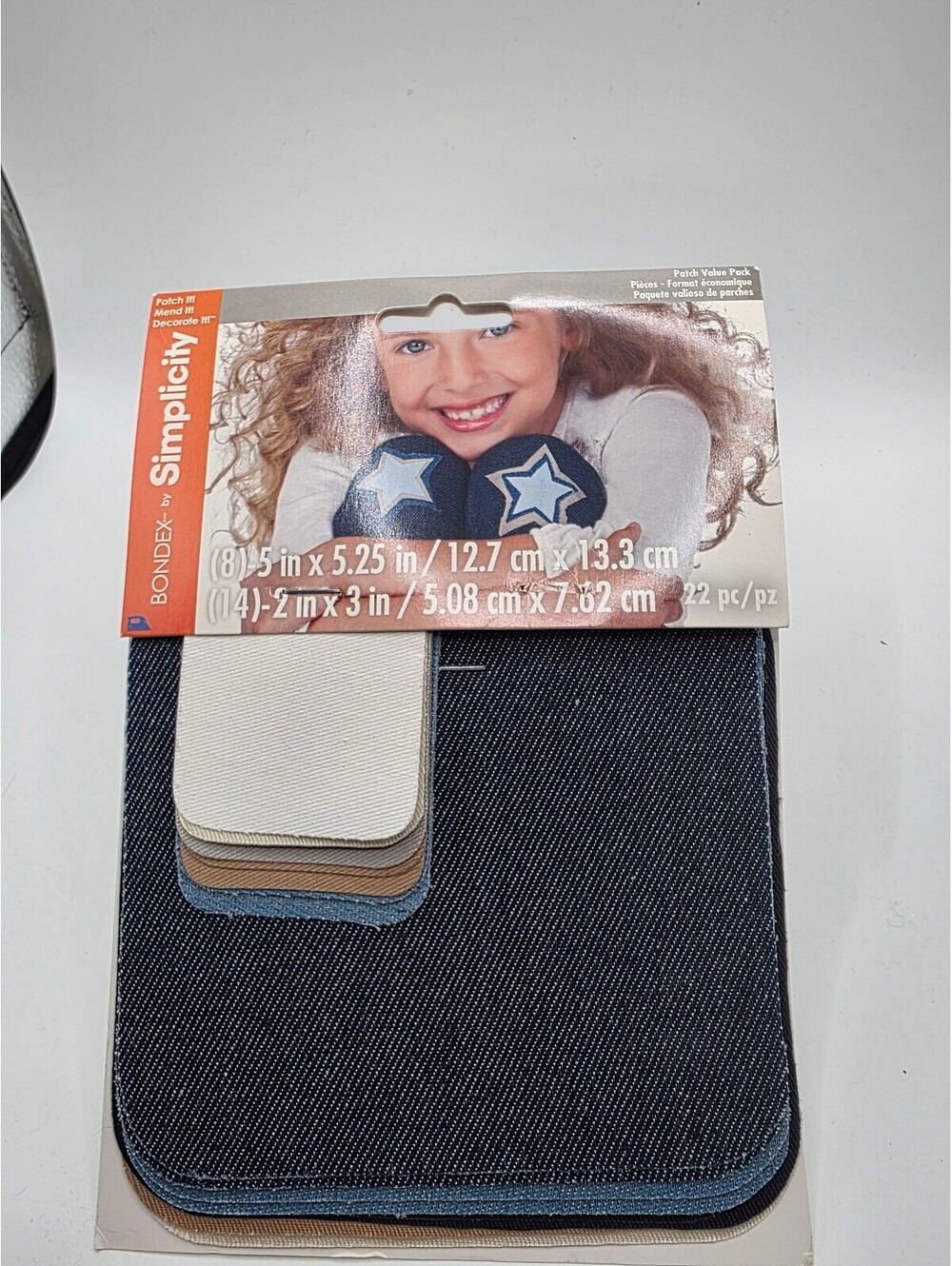 Bondex by Simplicity Iron-On Mending Patches 22-Piece Assorted Denim Colors